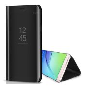   Husă cu suport (FLIP activ, deschidere laterală, funcție de suport pentru desktop, suprafață oglindă, husă Mirror View) NEGRU Samsung Galaxy A21 (SM-A210F)
