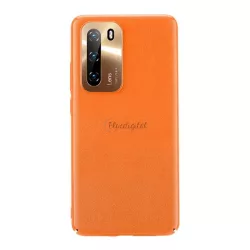   HUSĂ! - Protector de telefon din plastic JOYROOM STAR LORD (ultra-subtire, cadru metalic de protectie a camerei, acoperire cu efect piele) PORTOCALIU Huawei P40