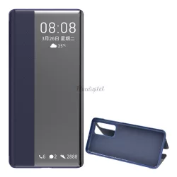   HUSĂ! - Husă în picioare, efect piele (FLIP, deschidere laterală, funcție de suport pentru birou, afișare număr de telefon, fereastră) ALBASTRU ÎNCHIS Huawei P40