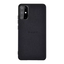   HUSĂ! - Protecție din plastic pentru telefon (rezistență medie la impact, cadru din silicon, spate textil) NEGRU Samsung Galaxy S20 (SM-G980F), Samsung Galaxy S20 5G (SM-G981U)