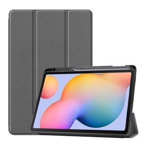 Husă stativă cu efect de piele (FLIP activ, deschidere laterală, suport desktop TRIFOLD, suport S Pen) GREY Samsung Galaxy Tab S6 Lite 10.4 LTE (SM-P615) 2020, Samsung Galaxy Tab S6 Lite 10.4 WIFI