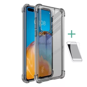 HUSĂ! - Protector de telefon din silicon IMAK (rezistență medie la impact, colț cu pernă de aer + folie de protecție pentru ecran) CULOARE FUM Huawei P40