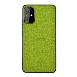   HUSĂ! - Protecție din plastic pentru telefon (rezistență medie la impact, cadru din silicon, spate textil) VERDE Samsung Galaxy S20 (SM-G980F), Samsung Galaxy S20 5G (SM-G981U)