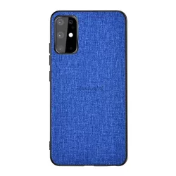   HUSĂ! - Protecție din plastic pentru telefon (rezistență medie la impact, cadru din silicon, spate textil) ALBASTRU ÎNCHIS Samsung Galaxy S20 (SM-G980F), Samsung Galaxy S20 5G (SM-G981U)