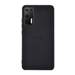   HUSĂ! - Protectie din plastic pentru telefon (rezistenta medie la impact, cadru silicon, spate textil) NEGRU Huawei P40