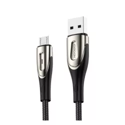   Cablu de date JOYROOM SHARP (USB - microUSB, incarcator rapid, 120cm, nailon, anti-rupere, siret) NEGRU