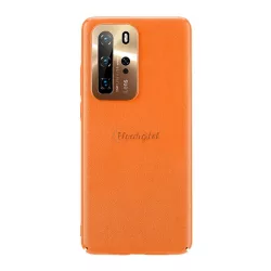   HUSĂ! - Protector de telefon din plastic JOYROOM STAR LORD (ultra-subțire, cadru de protecție metalic pentru cameră, acoperire cu efect de piele) PORTOCALIU Huawei P40 Pro 5G
