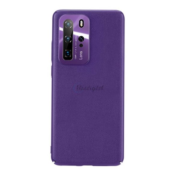 Protector de telefon din plastic JOYROOM STAR LORD (ultra-subțire, cadru de protecție metalic pentru cameră, acoperire cu efect de piele) PURPLE Huawei P40 Pro 5G