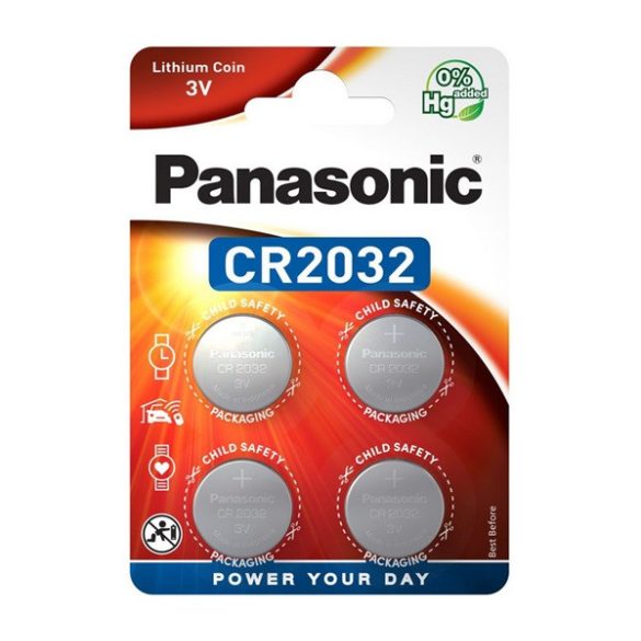 Celulă monedă PANASONIC (CR2032EL/4BP, 3V, litiu) 4 buc/pachet