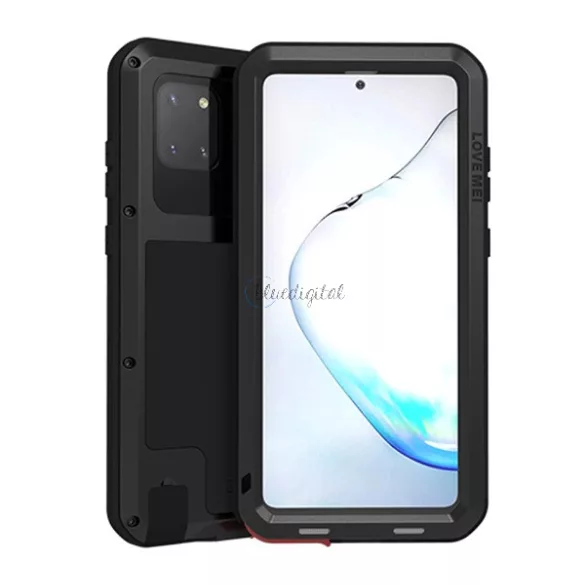 HUSĂ! - LOVE MEI Protector puternic pentru telefon protector (cadru metalic, rezistent la socuri extrem, rezistent la cadere, rezistent la praf + Gorilla Glass) NEGRU Samsung Galaxy Note 10 Lite (SM-N770F)