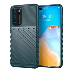   HUSĂ! - Protectie din silicon pentru telefon (rezistenta medie la impact, cu dungi, model convex) VERDE INCHIS Huawei P40