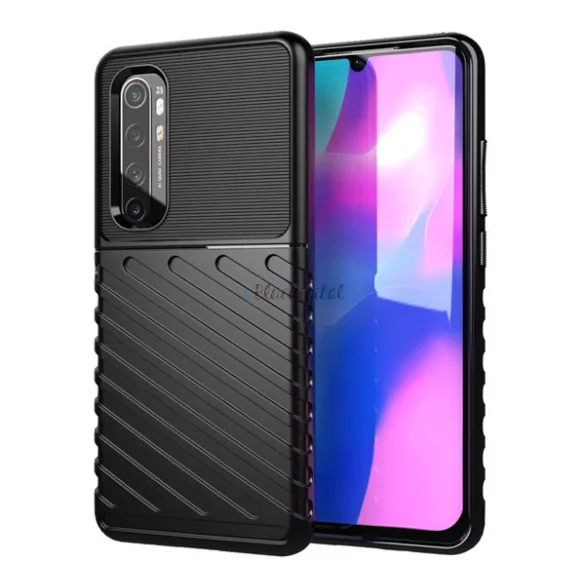 HUSĂ! - Protector de telefon din silicon (rezistenta la impact mediu, model in dungi, convex) NEGRU Xiaomi Mi Note 10 Lite