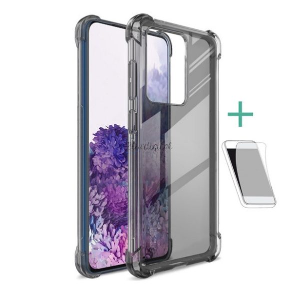 Protector de telefon din silicon IMAK (rezistență medie la impact, colț cu pernă de aer + folie de protecție a ecranului) CULOARE FUM Samsung Galaxy S20 Ultra 5G (SM-G988B), Samsung Galaxy S20 Ultra (SM-G988F)