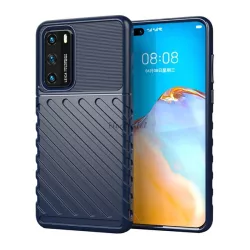   HUSĂ! - Protectie din silicon pentru telefon (rezistenta medie la impact, cu dungi, model convex) ALBASTRU INCHIS Huawei P40