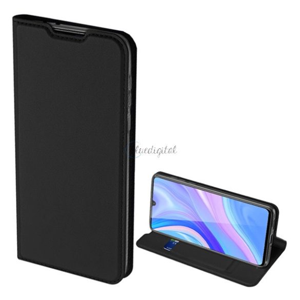 Husa DUX DUCIS SKIN PRO in picioare, efect piele (FLIP, deschidere laterala, suport card bancar, functie suport birou) NEGRU Huawei Y8p