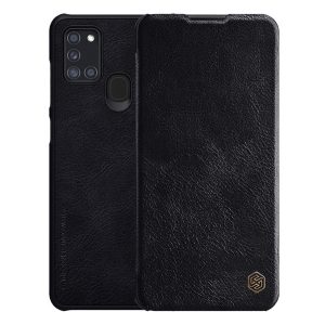 NILLKIN QINHusăîn picioare, efect de piele (FLIP, deschidere laterală, titular card de credit) negru Samsung Galaxy A21s (SM-A217F)