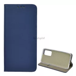   HUSĂ! - Carcasa in picioare, efect piele (FLIP, deschidere laterala, functie suport birou) ALBASTRU INCHIS Huawei P40