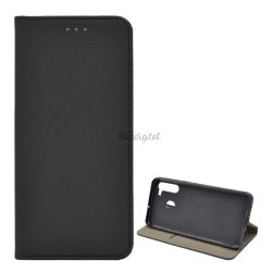   Carcasa in picioare, efect piele (FLIP, deschidere laterala, functie suport de masa, model romb) NEGRU Samsung Galaxy A21 (SM-A210F)