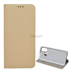  HUSĂ! - Carcasa in picioare, efect piele (FLIP, deschidere laterala, functie suport de masa, model romb) AUR Huawei P Smart (2020)