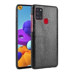   HUSĂ! - Protectie din plastic pentru telefon (efect piele, model piele de crocodil) NEGRU Samsung Galaxy A21s (SM-A217F)
