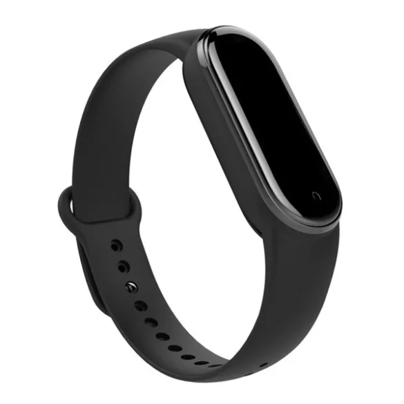 Curea (personalizată, silicon, reglabilă) negru Xiaomi Mi Band 5, Xiaomi Mi Band 7, Xiaomi Mi Band 6 NFC, Xiaomi Mi Band 6