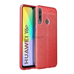   HUSĂ! - Protector de telefon din silicon (rezistenta la impact mediu, efect piele, model de cusaturi) ROSU Huawei Y6p
