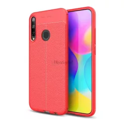   HUSĂ! - Protectie de telefon din silicon (rezistenta la impact mediu, efect piele, model de cusaturi) ROSU Huawei P40 Lite E / Y7p
