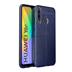   HUSĂ! - Protectie de telefon din silicon (rezistenta la impact mediu, efect piele, model de cusaturi) ALBASTRU INCHIS Huawei Y6p