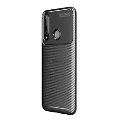   HUSĂ! - Protectie din silicon pentru telefon (rezistenta medie la impact, colt cu perna de aer, model carbon) NEGRU Huawei Y6p
