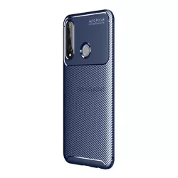   HUSĂ! - Protectie din silicon pentru telefon (rezistenta medie la impact, colt cu perna de aer, model carbon) ALBASTRU INCHIS Huawei Y6p