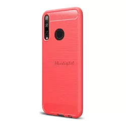   HUSĂ! - Protectie din silicon pentru telefon (rezistenta medie la impact, colt cu perna de aer, periat, model carbon) ROSU Huawei P40 Lite E / Y7p