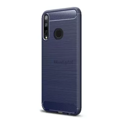   HUSĂ! - Protector de telefon din silicon (rezistenta la impact mediu, colt cu perna de aer, periat, model carbon) ALBASTRU INCHIS Huawei P40 Lite E / Y7p