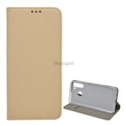   Husă în picioare, efect piele (FLIP, deschidere laterală, funcție suport pentru masă, model romb) GOLD Samsung Galaxy A21 (SM-A210F)