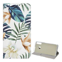   HUSĂ! - Husă stativă, efect piele (FLIP, deschidere laterală, funcție suport desktop, model flori colorate) alb  Huawei P40 Lite E / Y7p