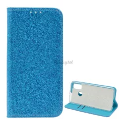   HUSĂ! - Husă stativă, efect piele (FLIP, interior silicon, deschidere laterală, suport desktop, suport card de credit, lucios) LIGHT albastruHuawei P Smart (2020)