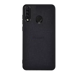   HUSĂ! - Protectie telefon din plastic (rezistenta la impact mediu, cadru silicon, spate textil) NEGRU Huawei Y6p