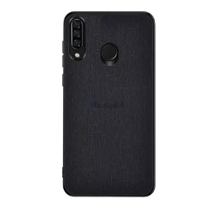 HUSĂ! - Protectie telefon din plastic (rezistenta la impact mediu, cadru silicon, spate textil) NEGRU Huawei Y6p