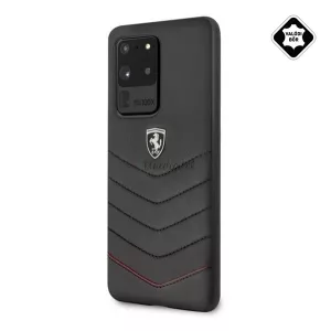 HUSĂ! - CG MOBILE Carcasă din plastic Ferrari Scuderia pentru telefon (spate din piele naturală) NEGRU Samsung Galaxy S20 Ultra (SM-G988F), Samsung Galaxy S20 Ultra 5G (SM-G988B)