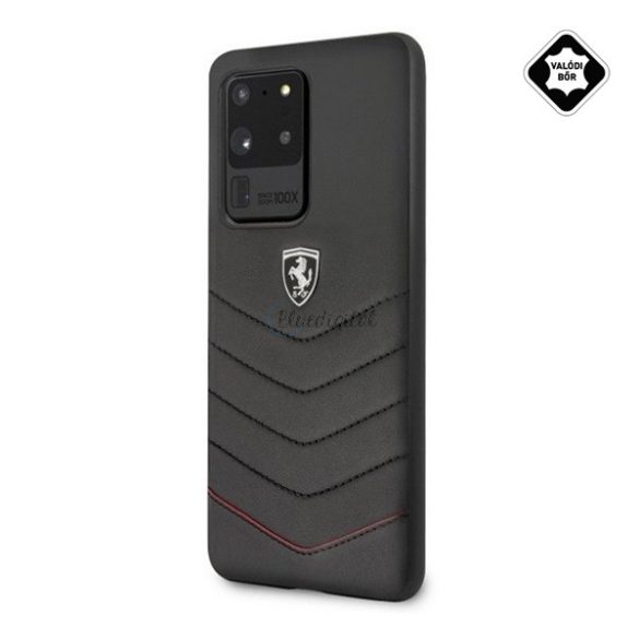 HUSĂ! - CG MOBILE Carcasă din plastic Ferrari Scuderia pentru telefon (spate din piele naturală) NEGRU Samsung Galaxy S20 Ultra (SM-G988F), Samsung Galaxy S20 Ultra 5G (SM-G988B)
