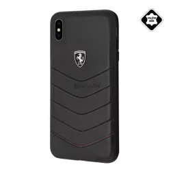   HUSĂ! - Protectie telefon CG MOBILE Ferrari Scuderia din plastic (spate din piele naturala) NEGRU Apple iPhone XS Max 6.5