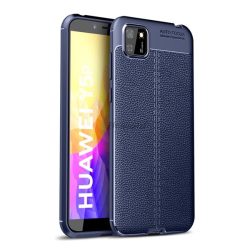   HUSĂ! - Protectie din silicon pentru telefon (rezistenta la impact mediu, efect piele, model de cusaturi) ALBASTRU INCHIS Huawei Y5p, Honor 9S