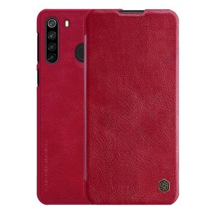Husă NILLKIN QIN în picioare, efect piele (FLIP, deschidere laterală, suport card bancar) ROȘU Samsung Galaxy A21 (SM-A210F)