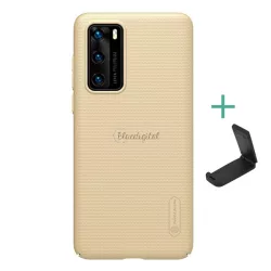   HUSĂ! - Protectie de telefon din plastic NILLKIN SUPER FROSTED (cauciucat, suprafata aspra + suport de masa) GOLD Huawei P40