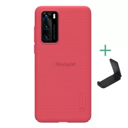   HUSĂ! - Protectie de telefon din plastic NILLKIN SUPER FROSTED (cauciucat, suprafata aspra + suport de masa) RED Huawei P40