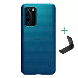   HUSĂ! - Protectie de telefon din plastic NILLKIN SUPER FROSTED (cauciucat, suprafata aspra + suport de masa) ALBASTRU INCHIS Huawei P40