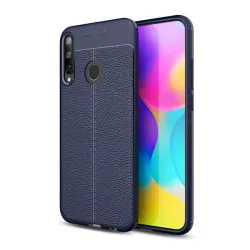   HUSĂ! - Protectie de telefon din silicon (rezistenta la impact mediu, efect piele, model de cusaturi) ALBASTRU INCHIS Huawei P40 Lite E / Y7p