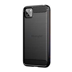   HUSĂ! - Protectie din silicon pentru telefon (rezistenta la impact mediu, colt cu perna de aer, periat, model carbon) NEGRU Huawei Y5p, Honor 9S
