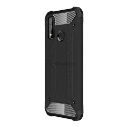  HUSĂ! - Protector de telefon Defender din plastic (rezistenta la impact mediu, colt cu perna de aer, interior din silicon, efect metalic) NEGRU Huawei P Smart (2020)