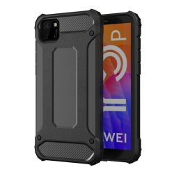   HUSĂ! - Protector de telefon din plastic Defender (rezistenta la impact mediu, colt cu perna de aer, interior din silicon, efect metalic) NEGRU Huawei Y5p, Honor 9S