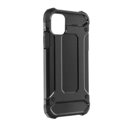   HUSĂ! - Protecție din plastic pentru telefon Defender (rezistență medie la impact, toc cu bule, interior din silicon, efect metalic) negru Apple iPhone 12 Pro, Apple iPhone 12